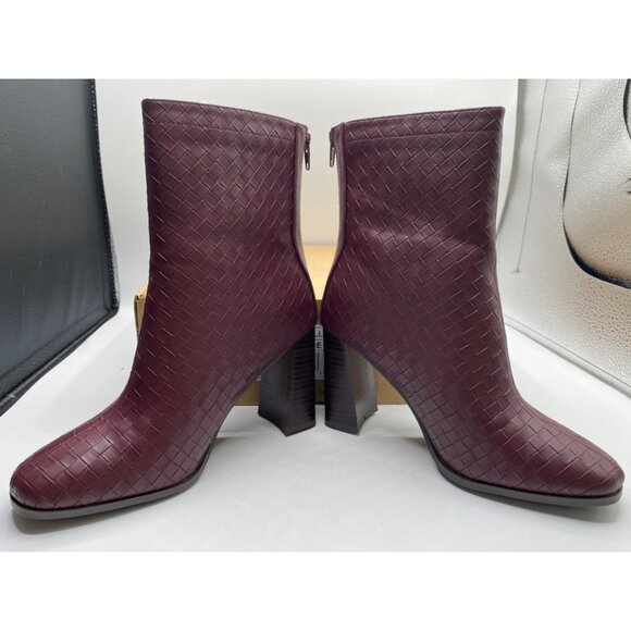 Journee Collection Women's Brielle Back Heel Woven Wine Booties Size 6.5 US NWB - Picture 4 of 5